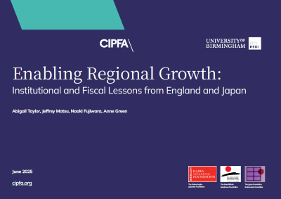 Cover for the report Enabling Regional Growth: Institutional & Fiscal Lessons from England & Japan
